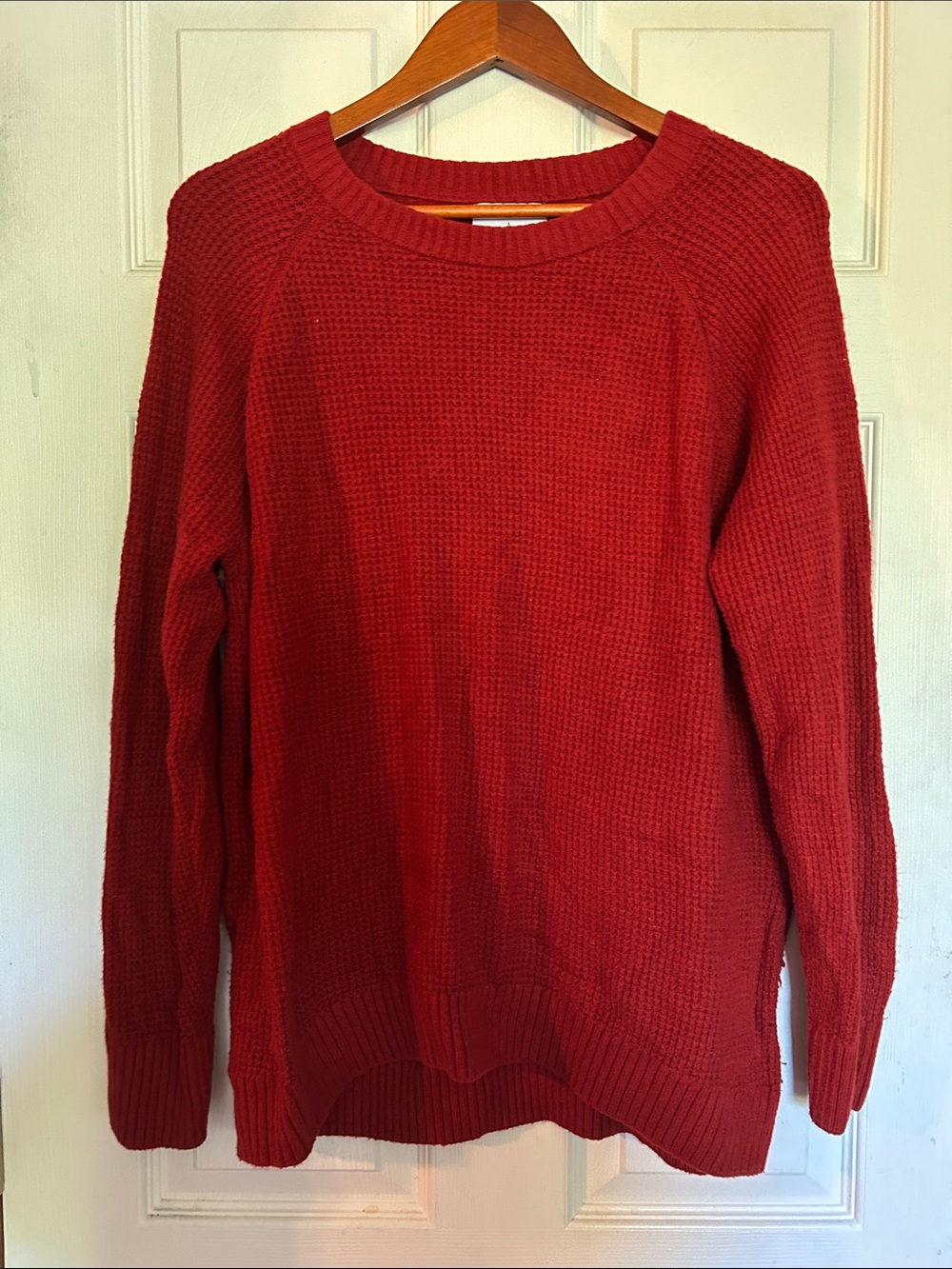 Old Navy Red Waffle-Knit Crewneck Sweater